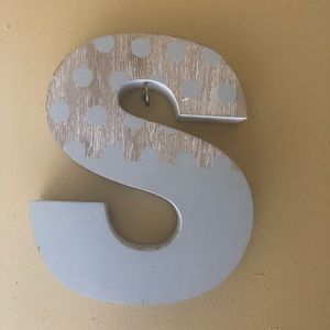 Hand Painted Wood Letter S Standing or Wall Decor